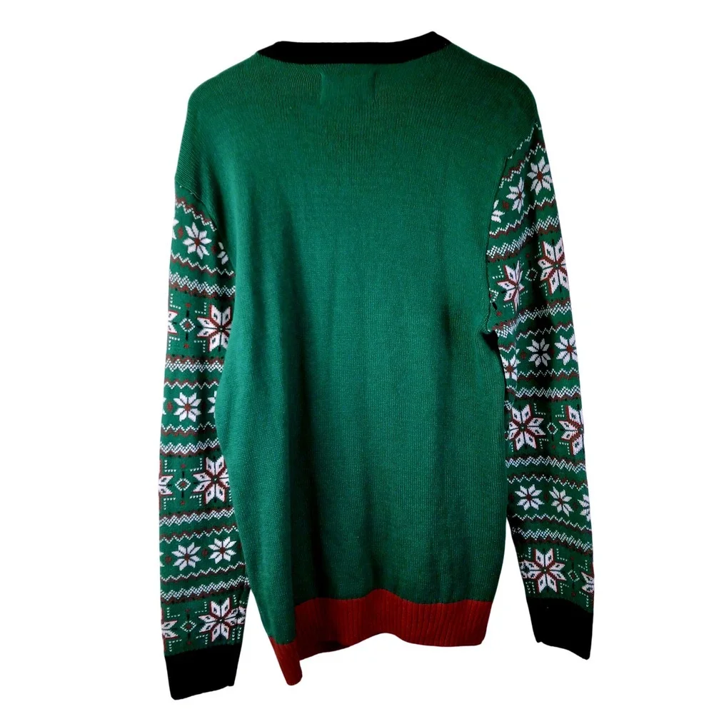 Ugly Christmas Sweater Mens Large Santa Beer Drink Christmas Holiday‎ Knit